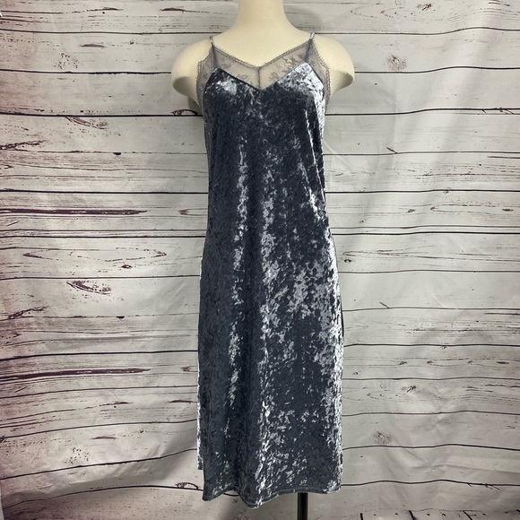 Mossimo Blue Velvet Midi Dress - Picture 1 of 11